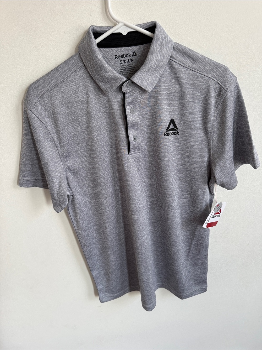 Reebok Men's Heather Gray Polo with Black Logo